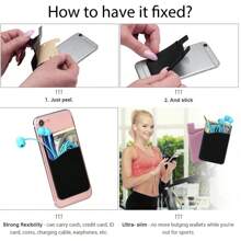 5pcs Silicone Self-Adhesive Phone Card Holder Multi-Color Single-Layer Portable Phone Back Card Holder Sticker Credit Card Bank Card Holder Bag Phone Back Card Cover Storage Change Card Bag - Multicolor - View 9