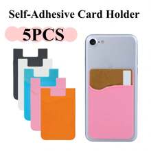 5pcs Silicone Self-Adhesive Phone Card Holder Multi-Color Single-Layer Portable Phone Back Card Holder Sticker Credit Card Bank Card Holder Bag Phone Back Card Cover Storage Change Card Bag - Multicolor - View 1