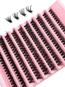 10 Row 200PCS,50D Cluster Individual Lashes,8-16mm Cluster Lashes,D Curling,Natural Look,Mixed Tray,DIY Eyelash Extension,Volume Lash Clusters,Eyelashes Cilias Makeup,Extra Thick&Fluffy&Natural Look,Reusable Individual Eyelash Extensionlash Clusters,Eyelash Clusters,Individual Eyelashes,Lashes,Fake Lashes - DD - View 3