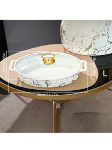 1/3 件陶瓷盘，适用于餐厅、客厅、厨房、餐盘、烤盘、砂锅，适用于面包、火鸡、奶酪、披萨、户外、婚礼、派对、礼物、生日、圣诞节、感恩节礼物、丰收节、家庭晚餐 - 黑色 - 查看 15