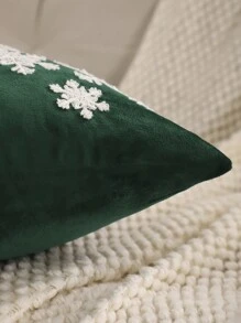 Miater 1件/2件装圣诞装饰枕套，刺绣毛绒面料，冬日小屋图案，客厅沙发卧室节日礼物，红色 - 紅色 - 查看 9
