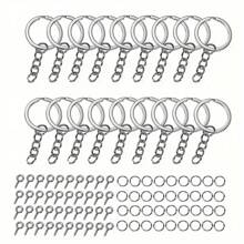 120 piezas/set Kit de anillos de salto DIY para llaveros - Pasador de ojo de tornillo de aleación de zinc mini premium para fabricación de joyas, artesanía y reparación - Accesorio de caja de herramientas fácil de usar