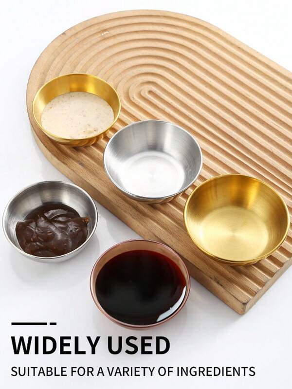 2PCS/4PCS Sauce Cup Condiment Cups Stainless Steel Sauce Dish Dipping Bowl Small Seasoning Round Side Dish Bowls Plate For Appetizer Pinch Soy Sushi,School Supplies