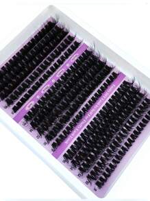 HBZGTLAD 15 khay 280 cụm lông mi giả mịn 60+80+100 sợi 0,07mm, lông mi chồn tổng hợp mịn, độ dài hỗn hợp 12-20mm, mi riêng lẻ 5D của Nga, trang điểm lông mi giả dày rậm cụm - màu đen - Xem 5