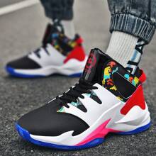 Men's Mid Top Basketball Shoes Anti Slip Outdoor Sports Walking And Running Shoes - Black Red - View 4
