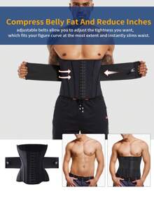 Man Waist Shaper Waist Cincher Belly Shaping Corset Wrap Belt Waist Trainer Shaper Tummy Control Shapewear - 黑色 - 查看 6