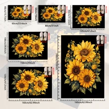 1 Stück rutschfester Teppich mit "schwarzem Hintergrund und einem Strauß Sonnenblumen", maschinenwaschbar, Teppich für Eingang, Wohnzimmer, Schlafzimmer, Kinderzimmer, Outdoor Terrasse, Garten, Wohndekoration, Raumdekoration, Flächenteppich, Wandteppich