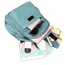 Women's Casual College Backpack Medium Waterproof Nylon - 淺粉色 - 查看 8