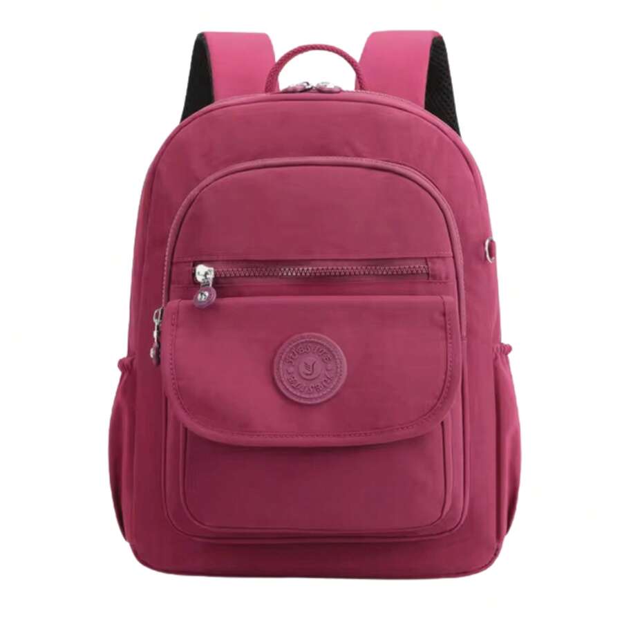 Women's Casual College Backpack Medium Waterproof Nylon - 淺粉色 - 查看 1