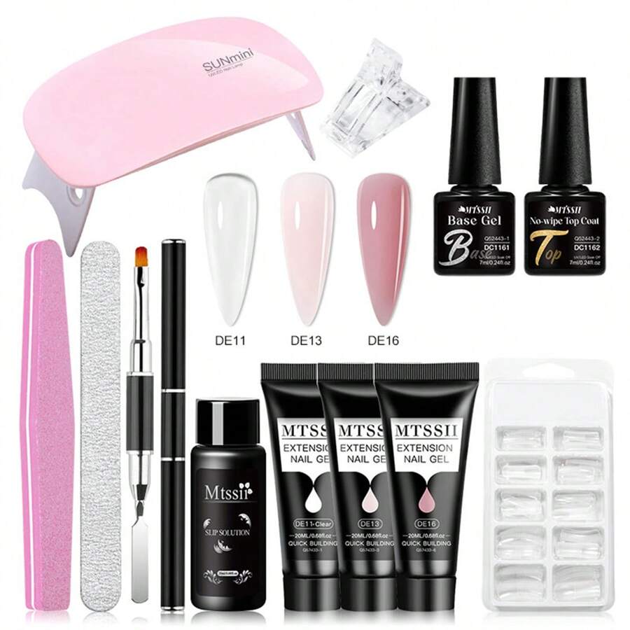 12pcs Gel Nail Polish Set, Suitable For Nail Extension, Solid Color Gel Nail Polish Set, Quick Extension Soak-Off Gel Nail Art DIY - 彩色 - 查看 1
