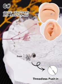 1 chiếc khuyên tai thời trang bằng đá Rhinestone trang trí bằng titan không cần xỏ chỉ màu 5A Zirconia hình hoa tai hình trái tim hình bướm G23 cấp độ cấy ghép khuyên tai hình hoa hồng - Nhiều màu - Xem 19