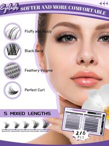 Lash Extension Kit Fluffy Volume Eyelash Extension Kit 360 PCS Lash Clusters DIY Lash Extension Kit With Applicator Tool For Self Application At Home(Kit,8-16MIX) - Black - View 6