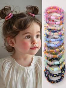 10pcs/Pack Candy-Colored Polka Dot Plush Hair Ties For Baby Girls, Soft & Stretchy Hair Bands, Suitable For Everyday Use