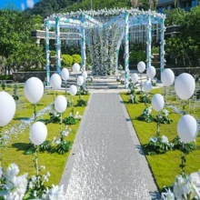 3 Pcs Silver Aisle Runner 4ftx20ft Silver Glitter Aisle Runner Sequin Rug For Wedding Ceremony Wedding Rug Indoor Party - Silver - View 5