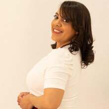 Short Sleeve Puffed V-Neck Blouse - Blanco - Ver 1