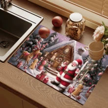 1 tấm lót quầy pha chế cà phê in hình ông già Noel, cây thông Noel, người tuyết và người bánh gừng, tấm lót bàn bằng gel silica thấm hút và chống trượt, đồ trang trí phòng ăn nhà bếp, đồ trang trí bàn ăn Giáng sinh - Nhiều màu - Xem 6