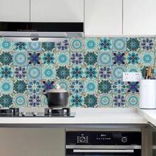 10pcs Ditsy Floral Retro Ceramic Tile Wall Stickers - Instantly Refresh Your Kitchen, Stairs, Bathroom And Cabinets With DIY Self-Adhesive Waterproof Wallpaper - Beautiful Wall Decor, Great Choice!