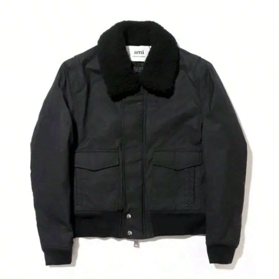 AMI Shearing Trimming Short Bomber Jacket Black for Sale Australia New