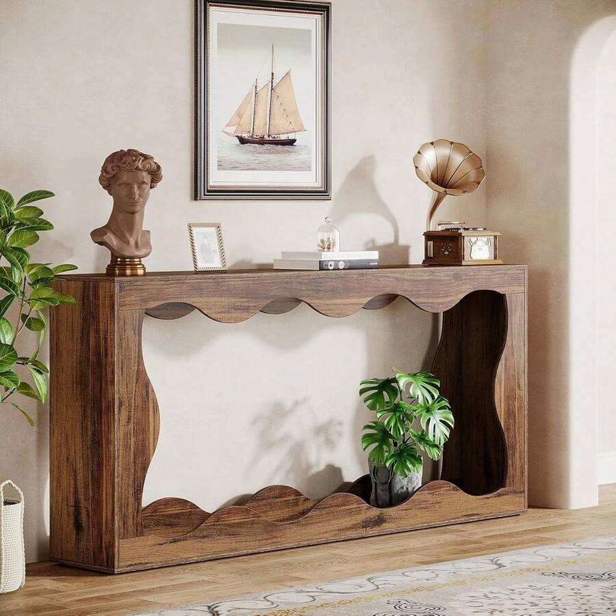 Tribesigns 63 Inch Farmhouse Console Table Narrow Entryway Storage Wood