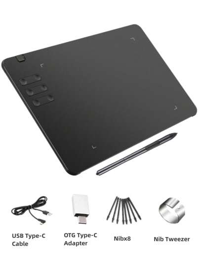 10-Inch Slim Graphic Electronic Drawing Board Art Board With 6 Hotkeys And 8192-Grade Battery-Free Stylus (With 8 Refills And 1 OTG Connector) For Drawing, Design And Online Teaching. The Drawing Tablet Is Compatible With Windows XP/7 / 8 / 10 And  OS 11.0 Or Later And Android 5.0 Or Later [Note: Android Requires Connection To OTG And  Requires Driver Installation To Work Properly].