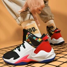 Men's Mid Top Basketball Shoes Anti Slip Outdoor Sports Walking And Running Shoes - Black Red - View 10