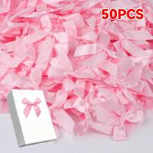 Paquete de 50 lazos de cinta de satén, para envolver regalos, decoración, hacer diademas y pinzas para el cabello, cestas de regalo, paquetes de cumpleaños, decoraciones navideñas, decoración de oficina, coronas, bodas, despedidas de soltera, suministros de fiesta de San Valentín