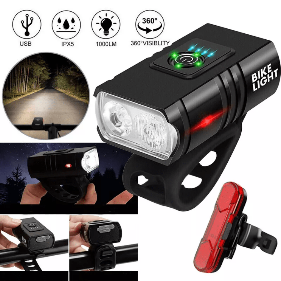 Fahrradlicht USB LED wiederaufladbar Set Straße vorne hinten Scheinwerfer DE