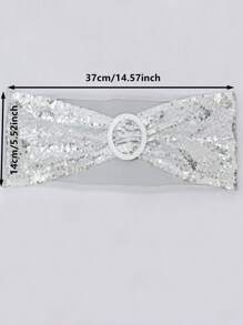5 pièces/10 pièces Nœud de chaise élastique en spandex sequin argent brillant pour la décoration de mariage, d'hôtel, de fête et d'événement - Argent - Voir 3