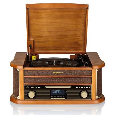  Vintage Vinyl Plattenspieler DAB/DAB+/FM Radio ✅ Versand 48/72h✅ CD-MP3 Player Kassette Bluetooth, Roadstar, HIF1993DBT, Holz