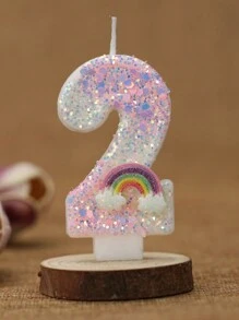 1 pieza Vela de número para pastel de cumpleaños con efecto ombre de rosa a blanco arcoíris, vela de cumpleaños creativa y romántica, suministros y decoración para fiesta de cumpleaños, decoración de habitación, regalos, velas de cumpleaños, decoraciones de cumpleaños, feliz cumpleaños, velas para pastel, decoración de habitación