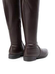 Women's Elastic Over The Knee Thigh High Boots Elegant Fashionable Ultra Long Boots With Side Zipper And Sock Design For Autumn & Winter Wearing - 棕色 - 查看 6