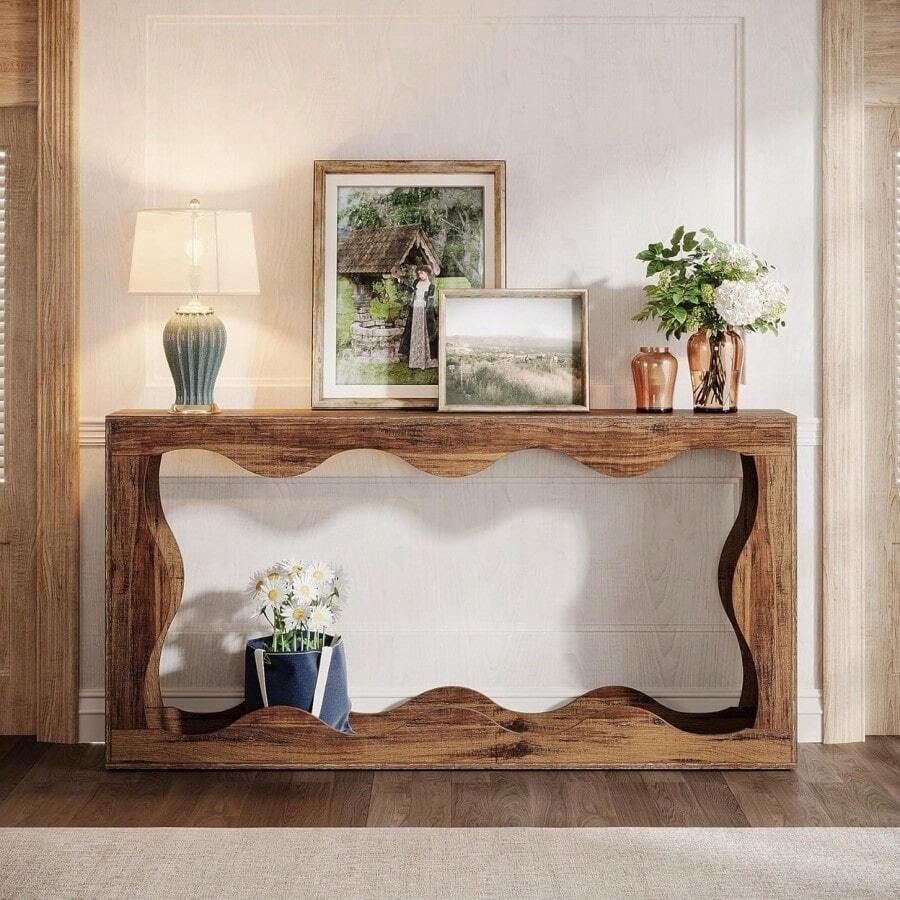 Tribesigns 63 Inch Farmhouse Console Table Narrow Entryway Storage Wood