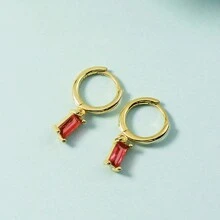 1 đôi bông tai thả hình học thích hợp để đeo hàng ngày - Vàng - Xem 6