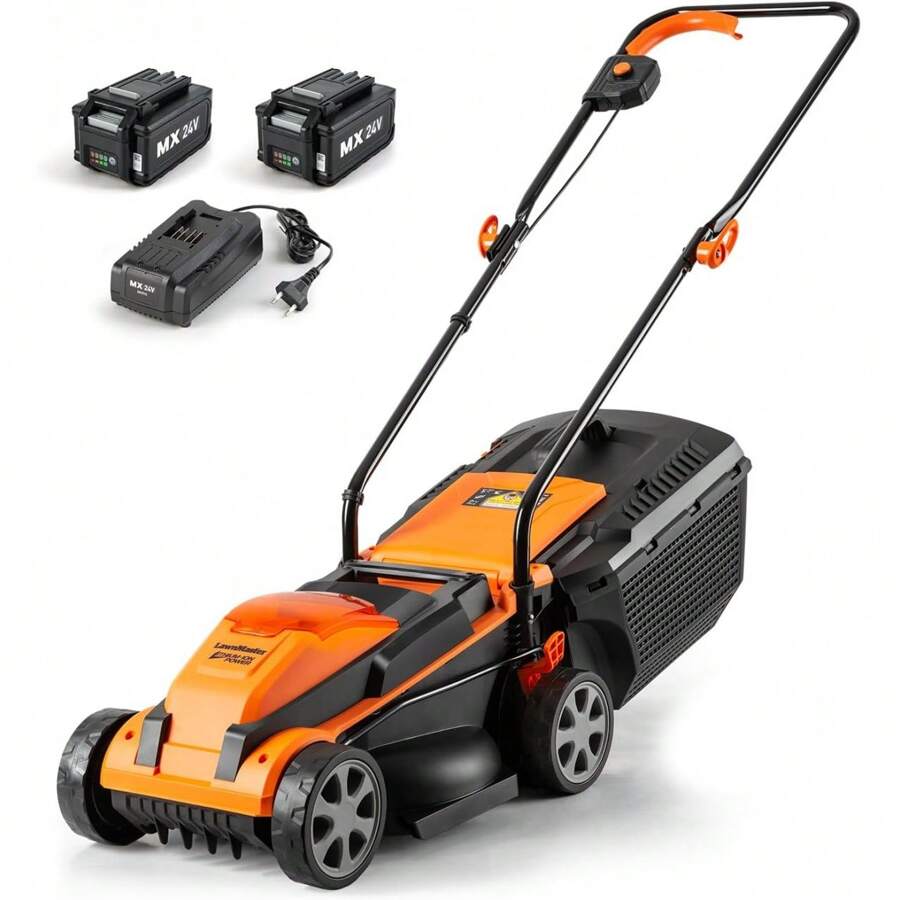 LawnMaster CLM2413A Cordless 13Inch Lawn Mower 24V Max With 2X4.0Ah