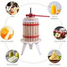 1.6 Gallon Fruit And Wine Press, 6 Liter Solid Wood Basket Wine Making Press, Cider Apple Grape Crusher Juice Maker For Kitchen Home Outdoor