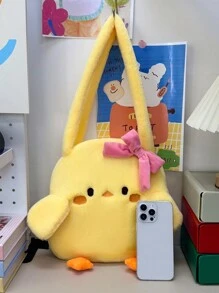 可爱小鸡毛绒手提包，毛绒单肩包秋冬新款休闲卡通手提包 - 黃色 - 查看 6