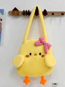 可爱小鸡毛绒手提包，毛绒单肩包秋冬新款休闲卡通手提包 - 黃色 - 查看 2
