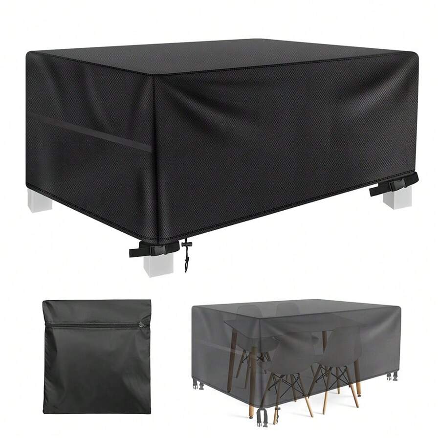 Outdoor Furniture Protection Cover – Heavy Duty Oxford Fabric – Waterproof & Windproof Anti-UV - Rectangular Patio Table Cover With Buckles & Drawstring Patio Furniture Cover Waterproof - Multicolor - View 1