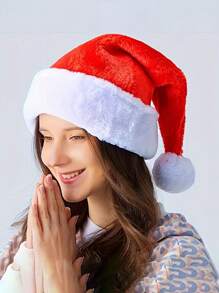 1 Santa Claus Soft Fleece Hat - Red, Machine Washable, Perfect For Holiday Parties And Decorations - Multicolor - View 3