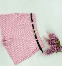 Zra Women's Striped Shorts With Belt - 淺粉色 - 查看 1