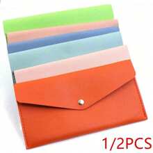 1/2PCS 防水现金信封袋，皮革材质，PU 皮革制成，可重复使用现金钱包，适用于春季、婚礼或毕业典礼，名片夹，钱包，卡片保护器，卡片收纳袋，护照袋，护照和机票夹，护照容器，护照容器，护照钱包，护照夹，钱信封，现金钱包 - 彩色 - 查看 1