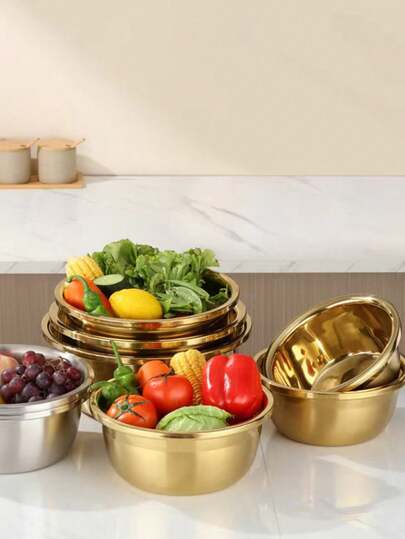 不锈钢非磁性调味罐、烘焙搅拌碗、不锈钢搅拌碗、大号深揉面碗、多功能蔬菜洗菜盆、汤锅