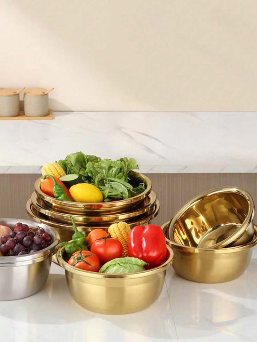 不锈钢非磁性调味罐、烘焙搅拌碗、不锈钢搅拌碗、大号深揉面碗、多功能蔬菜洗菜盆、汤锅