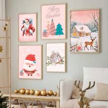 1 件复古圣诞艺术圣诞绘画，可打印圣诞老人圣诞绘画家居装饰，帆布海报装饰，墙壁海报墙艺术装饰壁画，家居装饰，海报艺术，走廊卧室客厅装饰，帆布墙壁海报，卧室客厅走廊装饰 - 彩色 - 查看 1