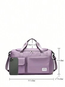 耐用尼龙可折叠手提袋，带独立鞋仓，适合存放运动服、瑜伽装备、旅行用品、学习用品 - 淡紫色 - 查看 4