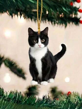 1 pieza Adorno colgante de gato negro de acrílico con diseño de dibujos animados. Adecuado para árboles, decoración del espejo retrovisor del automóvil, llavero y accesorios de bolso, colgante decorativo para amantes de las mascotas, para invierno, otoño, Pascua, Acción de Gracias, fiestas y Año Nuevo, decoración del hogar, decoración de habitaciones, regalos de decoración de pared, cumpleaños, graduación, decoraciones navideñas