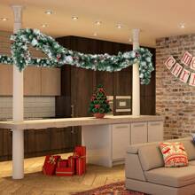 VA-Cerulean Fir Garland 3m 5m 8m Christmas Garland, Christmas Garland With Lighting, Christmas Decoration Garlands With Red Berries And Pine Cones, For Indoor And Outdoor Decoration Of Doors, Walls And Stairs - A型-800cm - 查看 4