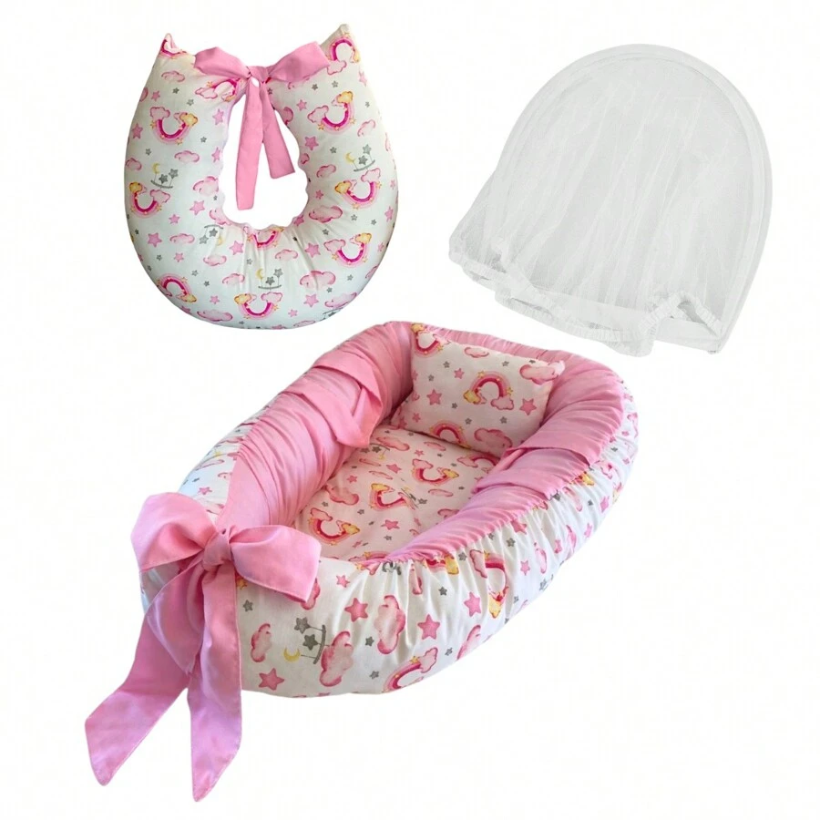 婴儿床单套件（带枕套） - 粉紅色的天空 - 查看 1