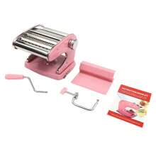 Máquina para hacer pasta con 6 ajustes de espesor regulables, máquina rodante para hacer pasta fresca para espaguetis, fideos, fettuccine de acero inoxidable - Rosa - Ver 10