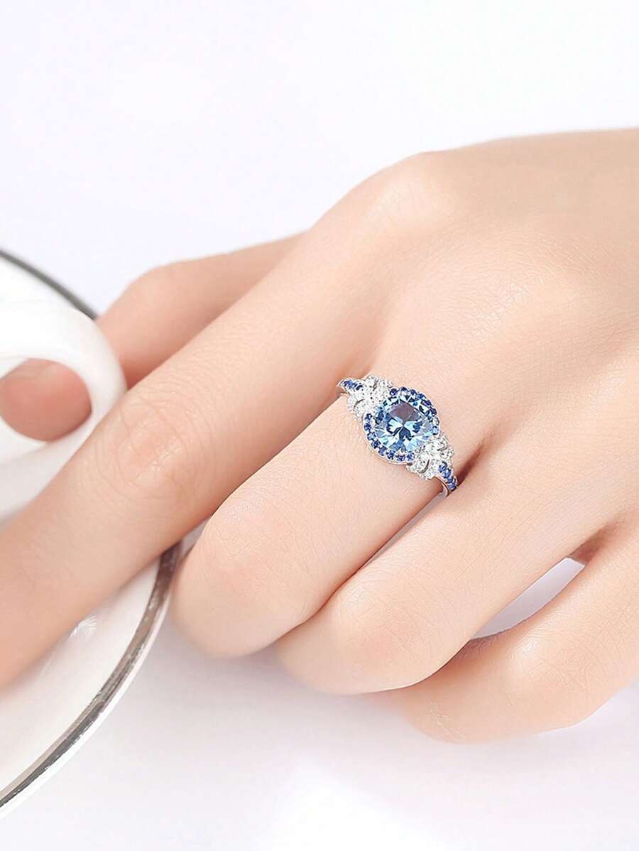 AETOLIA 1 PC Big Pure 925 Sterling Silver Sapphire Gemstone Rings For Women Fine Jewelry Luxury Engagement & Wedding Accessories Gifts - Royal Blue - View 1
